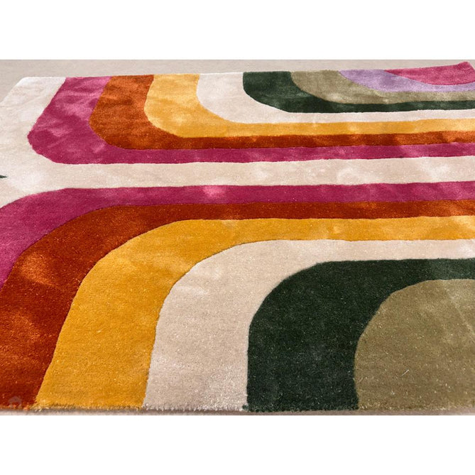 Romy 01 Retro Modern Symmetrical Arches Hand-Woven Soft Wool-Feel Eco Fibre Rainbow Pink/Multicolour Rug-Asiatic Carpets-Rug Love - The Most Loved Rug Store