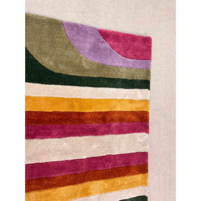 Romy 01 Retro Modern Symmetrical Arches Hand-Woven Soft Wool-Feel Eco Fibre Rainbow Pink/Multicolour Rug-Asiatic Carpets-Rug Love - The Most Loved Rug Store