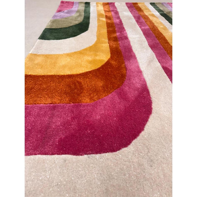 Romy 01 Retro Modern Symmetrical Arches Hand-Woven Soft Wool-Feel Eco Fibre Rainbow Pink/Multicolour Rug-Asiatic Carpets-Rug Love - The Most Loved Rug Store