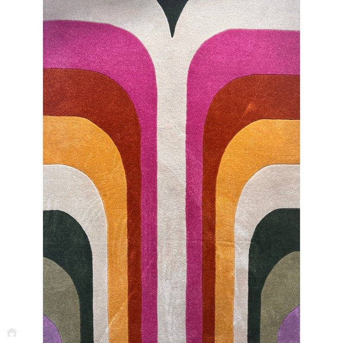 Romy 01 Retro Modern Symmetrical Arches Hand-Woven Soft Wool-Feel Eco Fibre Rainbow Pink/Multicolour Rug-Asiatic Carpets-Rug Love - The Most Loved Rug Store