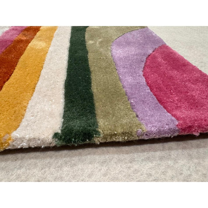 Romy 01 Retro Modern Symmetrical Arches Hand-Woven Soft Wool-Feel Eco Fibre Rainbow Pink/Multicolour Rug-Asiatic Carpets-Rug Love - The Most Loved Rug Store
