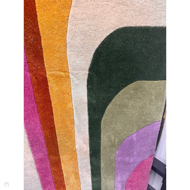 Romy 01 Retro Modern Symmetrical Arches Hand-Woven Soft Wool-Feel Eco Fibre Rainbow Pink/Multicolour Rug-Asiatic Carpets-Rug Love - The Most Loved Rug Store
