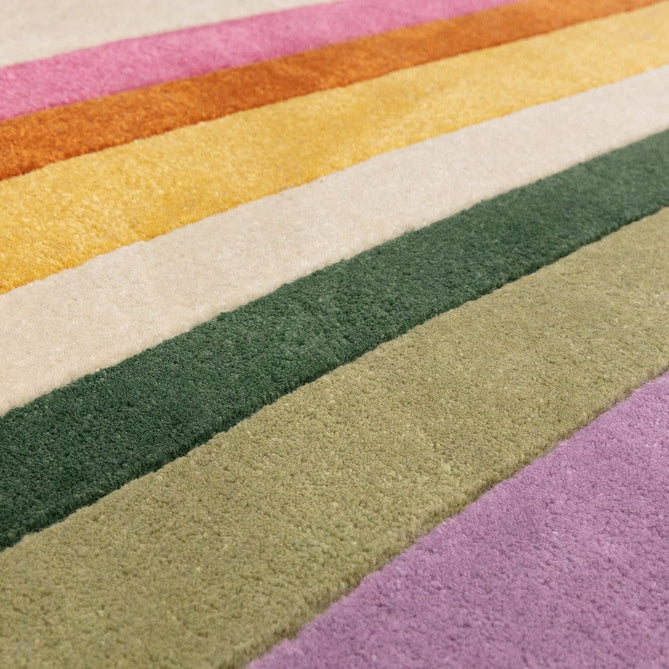 Romy 01 Retro Modern Symmetrical Arches Hand-Woven Soft Wool-Feel Eco Fibre Rainbow Pink/Multicolour Rug-Asiatic Carpets-Rug Love - The Most Loved Rug Store