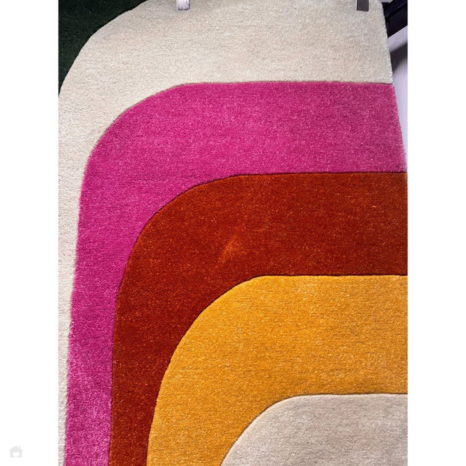 Romy 01 Retro Modern Symmetrical Arches Hand-Woven Soft Wool-Feel Eco Fibre Rainbow Pink/Multicolour Rug-Asiatic Carpets-Rug Love - The Most Loved Rug Store