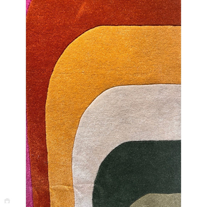 Romy 01 Retro Modern Symmetrical Arches Hand-Woven Soft Wool-Feel Eco Fibre Rainbow Pink/Multicolour Rug-Asiatic Carpets-Rug Love - The Most Loved Rug Store