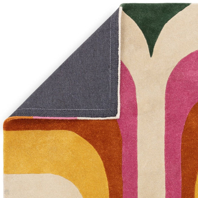 Romy 01 Retro Modern Symmetrical Arches Hand-Woven Soft Wool-Feel Eco Fibre Rainbow Pink/Multicolour Rug-Asiatic Carpets-Rug Love - The Most Loved Rug Store