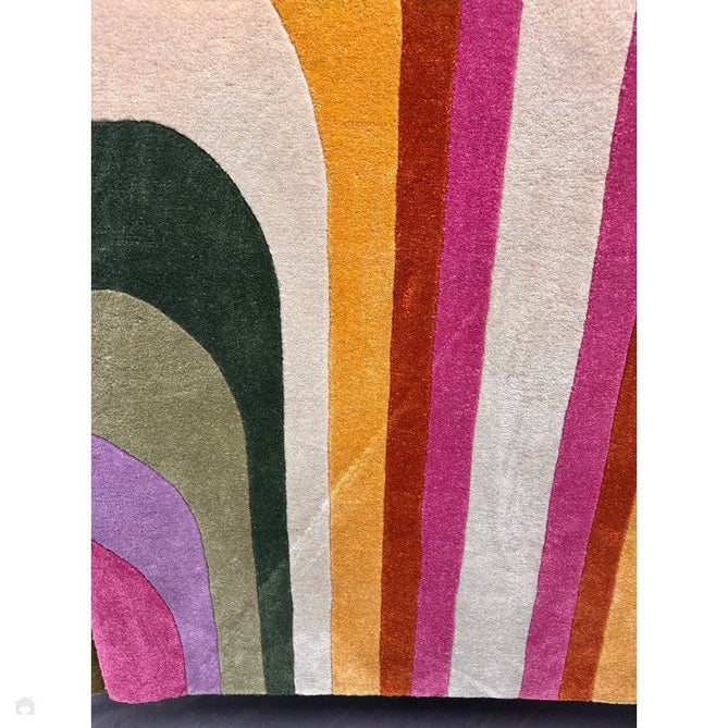 Romy 01 Retro Modern Symmetrical Arches Hand-Woven Soft Wool-Feel Eco Fibre Rainbow Pink/Multicolour Rug-Asiatic Carpets-Rug Love - The Most Loved Rug Store