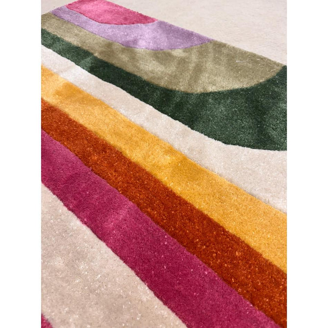 Romy 01 Retro Modern Symmetrical Arches Hand-Woven Soft Wool-Feel Eco Fibre Rainbow Pink/Multicolour Rug-Asiatic Carpets-Rug Love - The Most Loved Rug Store