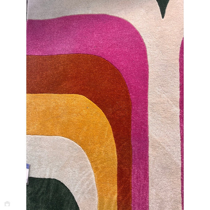 Romy 01 Retro Modern Symmetrical Arches Hand-Woven Soft Wool-Feel Eco Fibre Rainbow Pink/Multicolour Rug-Asiatic Carpets-Rug Love - The Most Loved Rug Store