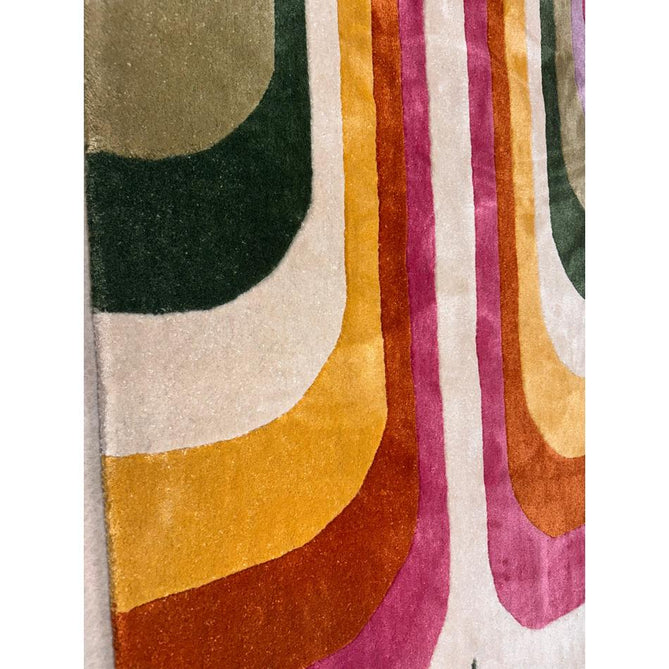 Romy 01 Retro Modern Symmetrical Arches Hand-Woven Soft Wool-Feel Eco Fibre Rainbow Pink/Multicolour Rug-Asiatic Carpets-Rug Love - The Most Loved Rug Store