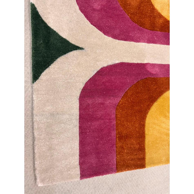 Romy 01 Retro Modern Symmetrical Arches Hand-Woven Soft Wool-Feel Eco Fibre Rainbow Pink/Multicolour Rug-Asiatic Carpets-Rug Love - The Most Loved Rug Store