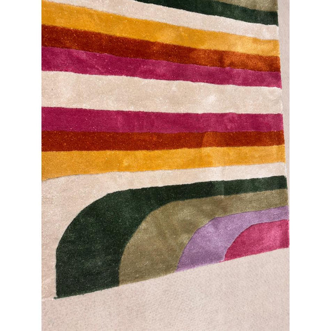 Romy 01 Retro Modern Symmetrical Arches Hand-Woven Soft Wool-Feel Eco Fibre Rainbow Pink/Multicolour Rug-Asiatic Carpets-Rug Love - The Most Loved Rug Store
