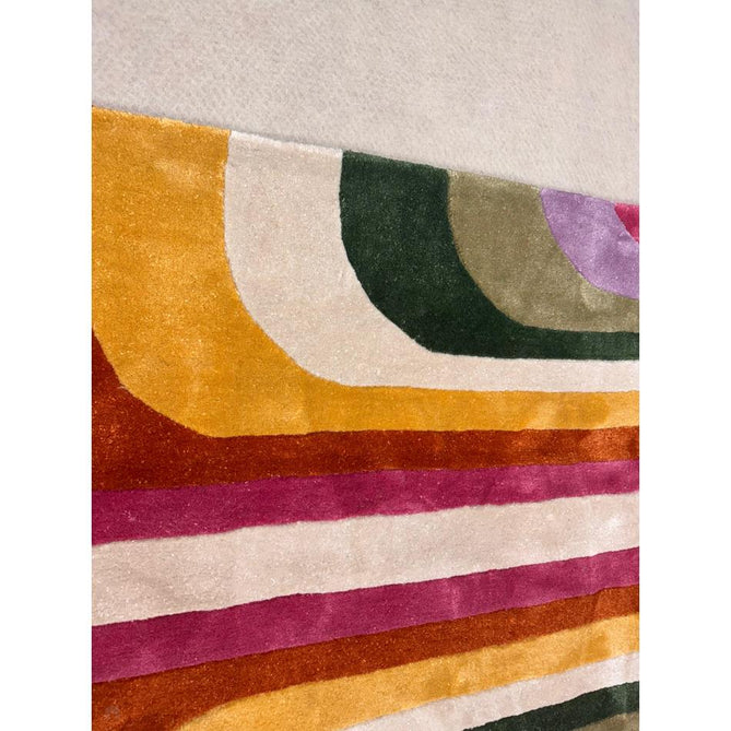 Romy 01 Retro Modern Symmetrical Arches Hand-Woven Soft Wool-Feel Eco Fibre Rainbow Pink/Multicolour Rug-Asiatic Carpets-Rug Love - The Most Loved Rug Store