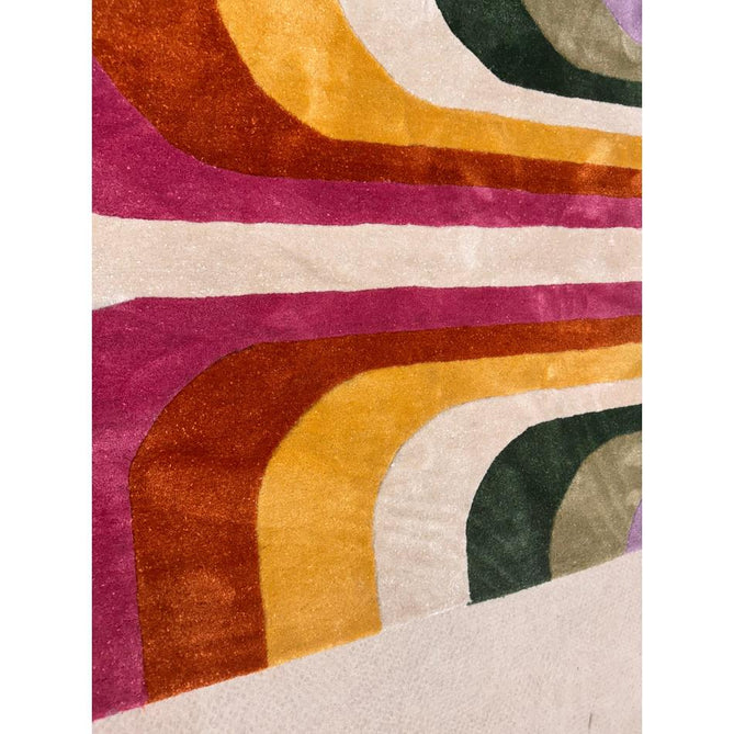Romy 01 Retro Modern Symmetrical Arches Hand-Woven Soft Wool-Feel Eco Fibre Rainbow Pink/Multicolour Rug-Asiatic Carpets-Rug Love - The Most Loved Rug Store