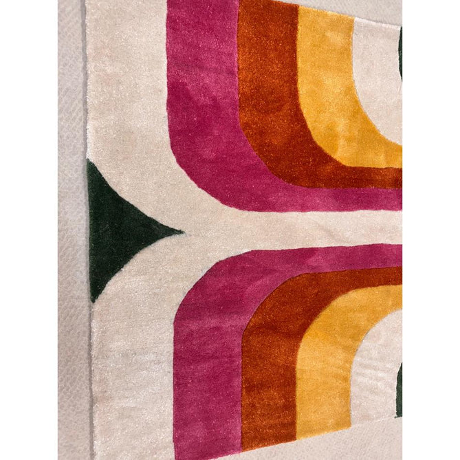 Romy 01 Retro Modern Symmetrical Arches Hand-Woven Soft Wool-Feel Eco Fibre Rainbow Pink/Multicolour Rug-Asiatic Carpets-Rug Love - The Most Loved Rug Store