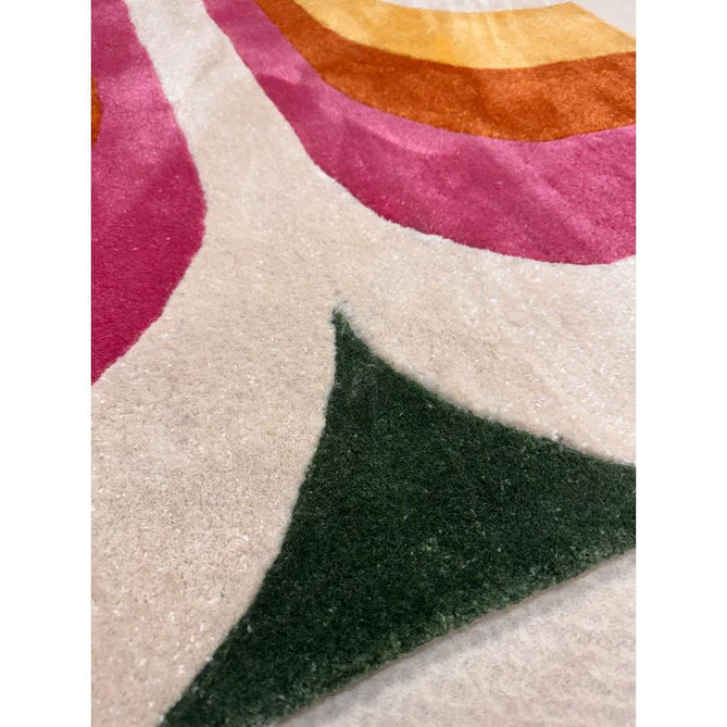 Romy 01 Retro Modern Symmetrical Arches Hand-Woven Soft Wool-Feel Eco Fibre Rainbow Pink/Multicolour Rug-Asiatic Carpets-Rug Love - The Most Loved Rug Store