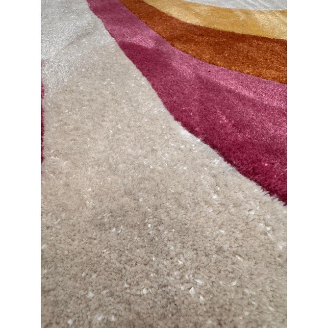 Romy 01 Retro Modern Symmetrical Arches Hand-Woven Soft Wool-Feel Eco Fibre Rainbow Pink/Multicolour Rug-Asiatic Carpets-Rug Love - The Most Loved Rug Store