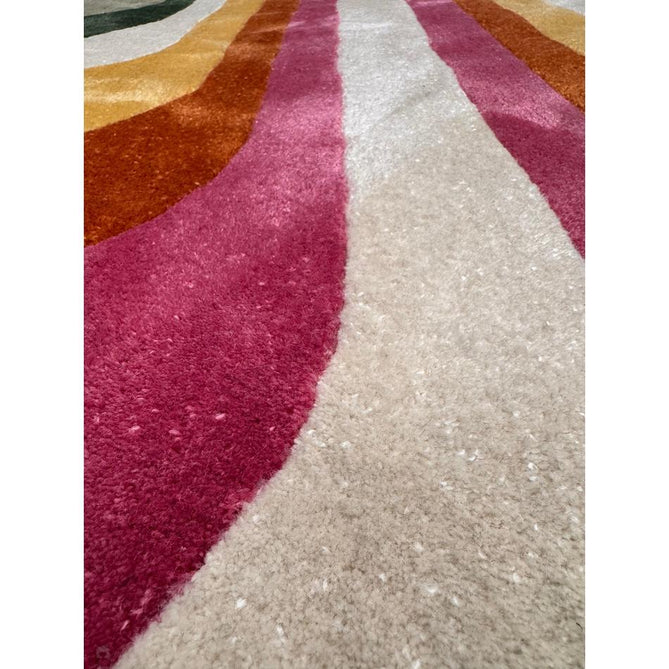 Romy 01 Retro Modern Symmetrical Arches Hand-Woven Soft Wool-Feel Eco Fibre Rainbow Pink/Multicolour Rug-Asiatic Carpets-Rug Love - The Most Loved Rug Store