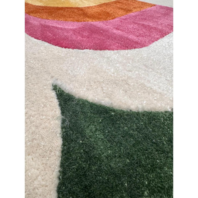 Romy 01 Retro Modern Symmetrical Arches Hand-Woven Soft Wool-Feel Eco Fibre Rainbow Pink/Multicolour Rug-Asiatic Carpets-Rug Love - The Most Loved Rug Store
