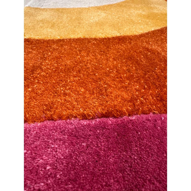 Romy 01 Retro Modern Symmetrical Arches Hand-Woven Soft Wool-Feel Eco Fibre Rainbow Pink/Multicolour Rug-Asiatic Carpets-Rug Love - The Most Loved Rug Store