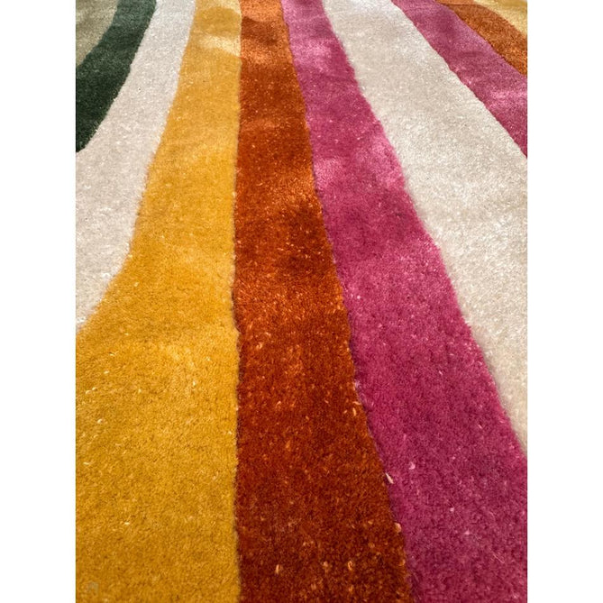Romy 01 Retro Modern Symmetrical Arches Hand-Woven Soft Wool-Feel Eco Fibre Rainbow Pink/Multicolour Rug-Asiatic Carpets-Rug Love - The Most Loved Rug Store