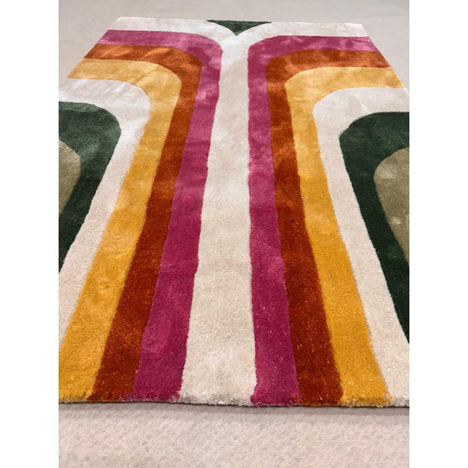 Romy 01 Retro Modern Symmetrical Arches Hand-Woven Soft Wool-Feel Eco Fibre Rainbow Pink/Multicolour Rug-Asiatic Carpets-Rug Love - The Most Loved Rug Store