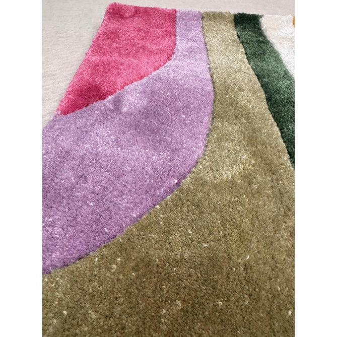 Romy 01 Retro Modern Symmetrical Arches Hand-Woven Soft Wool-Feel Eco Fibre Rainbow Pink/Multicolour Rug-Asiatic Carpets-Rug Love - The Most Loved Rug Store