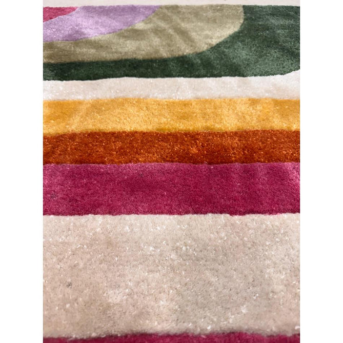 Romy 01 Retro Modern Symmetrical Arches Hand-Woven Soft Wool-Feel Eco Fibre Rainbow Pink/Multicolour Rug-Asiatic Carpets-Rug Love - The Most Loved Rug Store