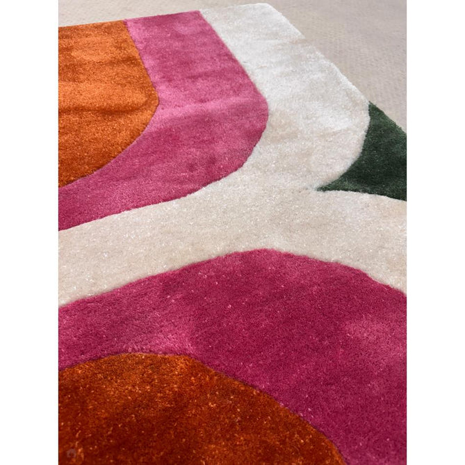 Romy 01 Retro Modern Symmetrical Arches Hand-Woven Soft Wool-Feel Eco Fibre Rainbow Pink/Multicolour Rug-Asiatic Carpets-Rug Love - The Most Loved Rug Store