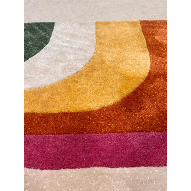 Romy 01 Retro Modern Symmetrical Arches Hand-Woven Soft Wool-Feel Eco Fibre Rainbow Pink/Multicolour Rug-Asiatic Carpets-Rug Love - The Most Loved Rug Store