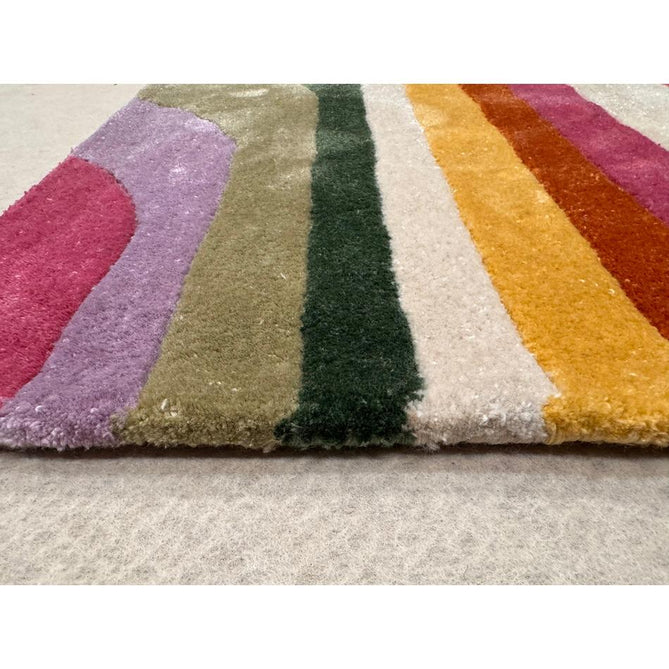 Romy 01 Retro Modern Symmetrical Arches Hand-Woven Soft Wool-Feel Eco Fibre Rainbow Pink/Multicolour Rug-Asiatic Carpets-Rug Love - The Most Loved Rug Store
