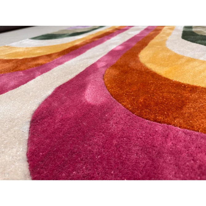 Romy 01 Retro Modern Symmetrical Arches Hand-Woven Soft Wool-Feel Eco Fibre Rainbow Pink/Multicolour Rug-Asiatic Carpets-Rug Love - The Most Loved Rug Store