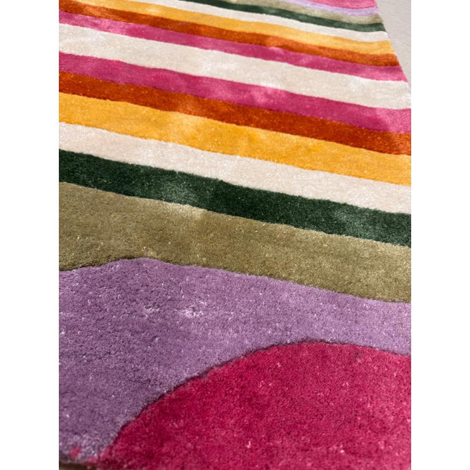 Romy 01 Retro Modern Symmetrical Arches Hand-Woven Soft Wool-Feel Eco Fibre Rainbow Pink/Multicolour Rug-Asiatic Carpets-Rug Love - The Most Loved Rug Store
