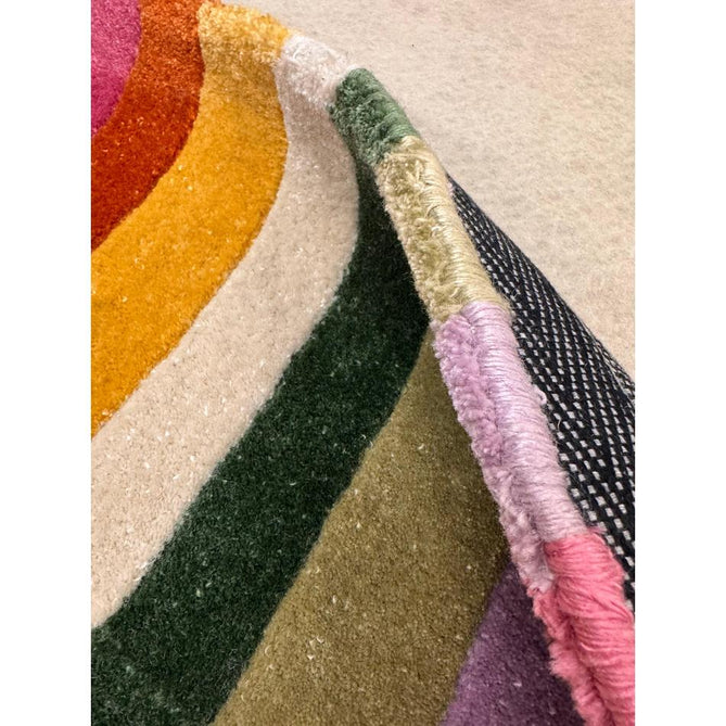 Romy 01 Retro Modern Symmetrical Arches Hand-Woven Soft Wool-Feel Eco Fibre Rainbow Pink/Multicolour Rug-Asiatic Carpets-Rug Love - The Most Loved Rug Store