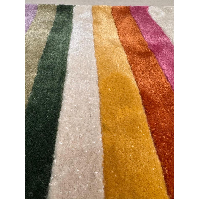 Romy 01 Retro Modern Symmetrical Arches Hand-Woven Soft Wool-Feel Eco Fibre Rainbow Pink/Multicolour Rug-Asiatic Carpets-Rug Love - The Most Loved Rug Store