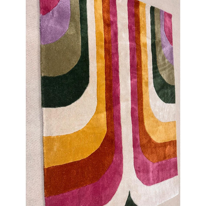 Romy 01 Retro Modern Symmetrical Arches Hand-Woven Soft Wool-Feel Eco Fibre Rainbow Pink/Multicolour Rug-Asiatic Carpets-Rug Love - The Most Loved Rug Store