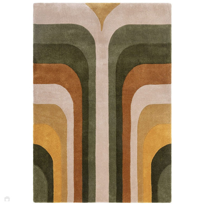 Romy 02 Retro Modern Abstract Hand-Woven Soft Wool-Feel Eco Fibre Rainbow Green/Multicolour Rug-Asiatic Carpets-Rug Love - The Most Loved Rug Store