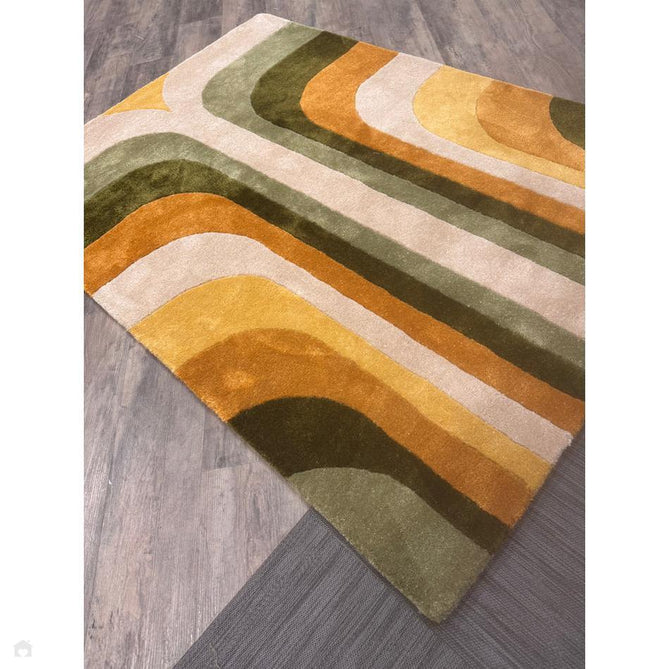 Romy 02 Retro Modern Symmetrical Arches Hand-Woven Soft Wool-Feel Eco Fibre Rainbow Green/Multicolour Rug-Asiatic Carpets-Rug Love - The Most Loved Rug Store