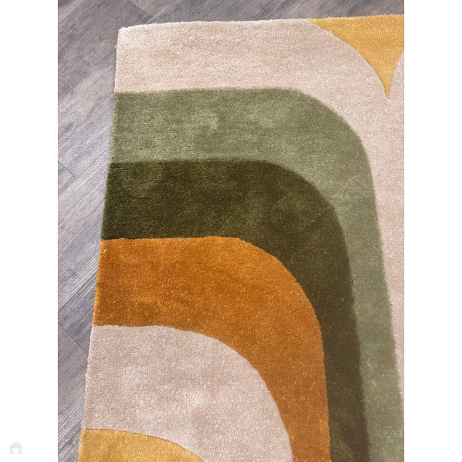 Romy 02 Retro Modern Symmetrical Arches Hand-Woven Soft Wool-Feel Eco Fibre Rainbow Green/Multicolour Rug-Asiatic Carpets-Rug Love - The Most Loved Rug Store