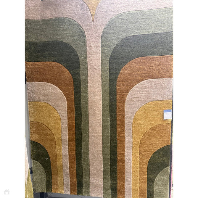 Romy 02 Retro Modern Symmetrical Arches Hand-Woven Soft Wool-Feel Eco Fibre Rainbow Green/Multicolour Rug-Asiatic Carpets-Rug Love - The Most Loved Rug Store