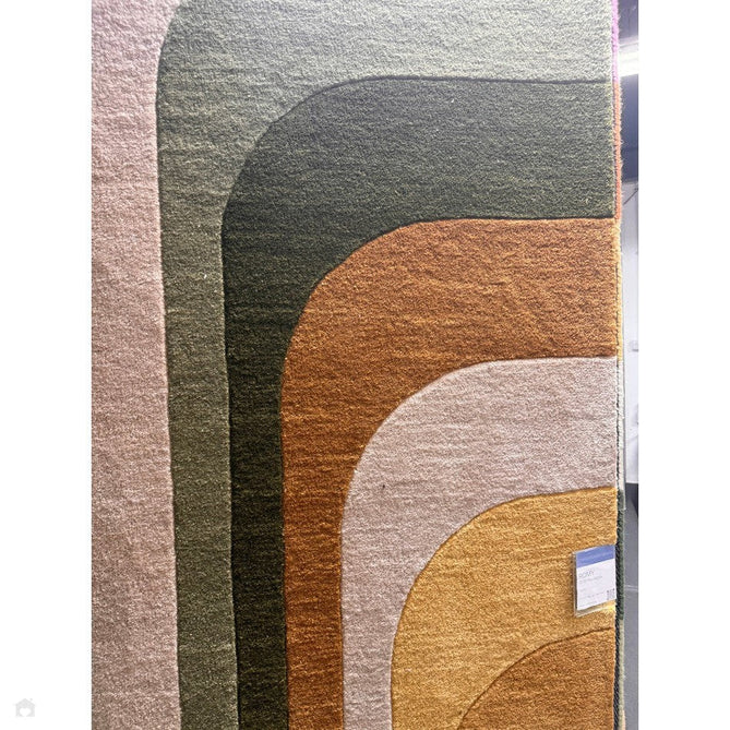 Romy 02 Retro Modern Symmetrical Arches Hand-Woven Soft Wool-Feel Eco Fibre Rainbow Green/Multicolour Rug-Asiatic Carpets-Rug Love - The Most Loved Rug Store