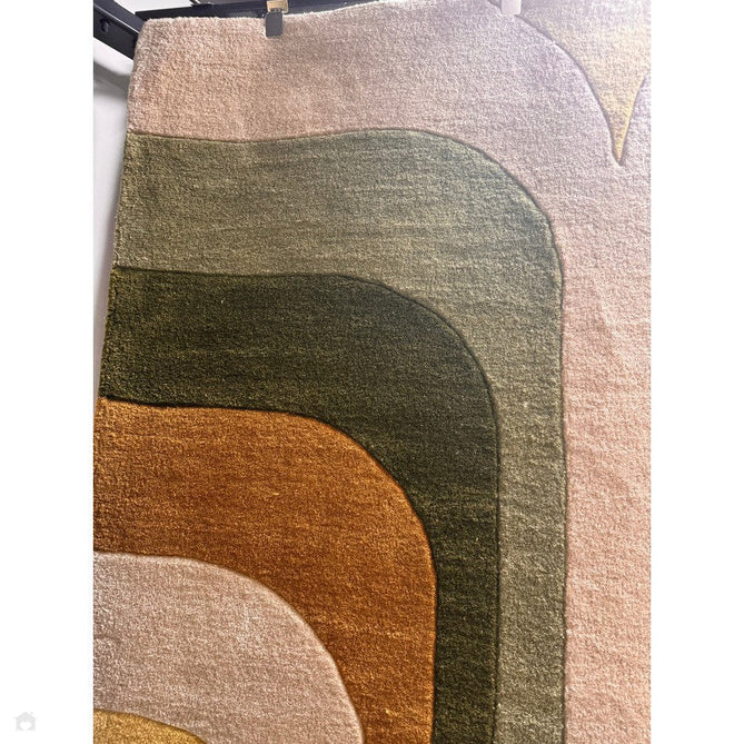 Romy 02 Retro Modern Symmetrical Arches Hand-Woven Soft Wool-Feel Eco Fibre Rainbow Green/Multicolour Rug-Asiatic Carpets-Rug Love - The Most Loved Rug Store