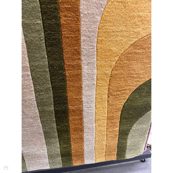 Romy 02 Retro Modern Symmetrical Arches Hand-Woven Soft Wool-Feel Eco Fibre Rainbow Green/Multicolour Rug-Asiatic Carpets-Rug Love - The Most Loved Rug Store