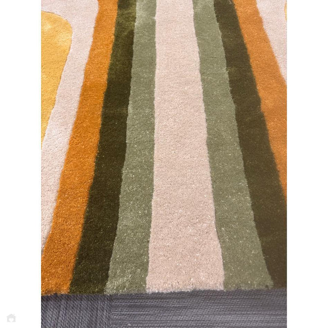 Romy 02 Retro Modern Symmetrical Arches Hand-Woven Soft Wool-Feel Eco Fibre Rainbow Green/Multicolour Rug-Asiatic Carpets-Rug Love - The Most Loved Rug Store