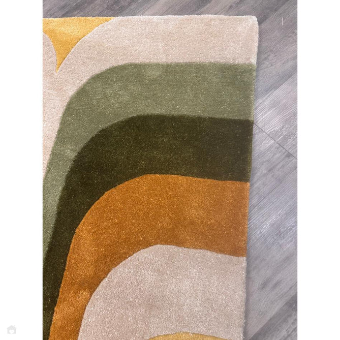Romy 02 Retro Modern Symmetrical Arches Hand-Woven Soft Wool-Feel Eco Fibre Rainbow Green/Multicolour Rug-Asiatic Carpets-Rug Love - The Most Loved Rug Store