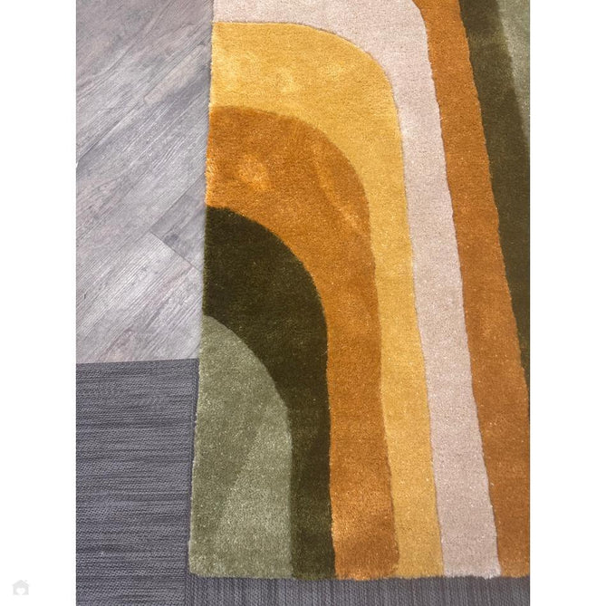 Romy 02 Retro Modern Symmetrical Arches Hand-Woven Soft Wool-Feel Eco Fibre Rainbow Green/Multicolour Rug-Asiatic Carpets-Rug Love - The Most Loved Rug Store