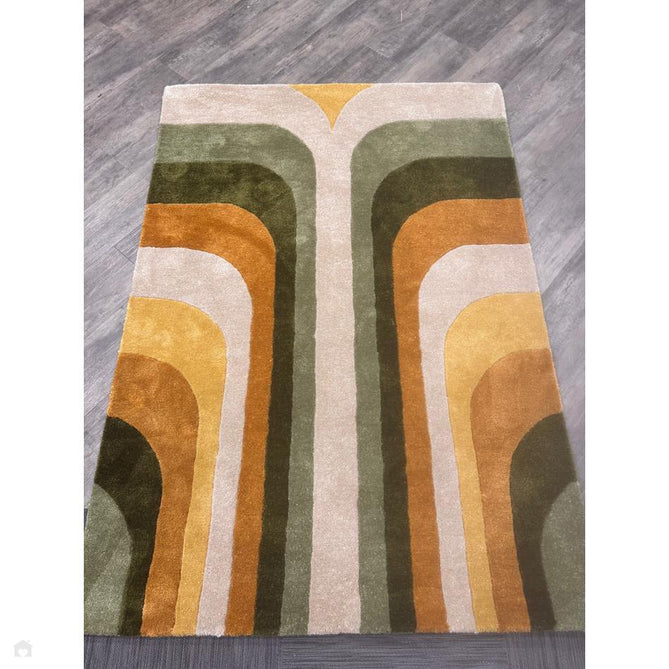 Romy 02 Retro Modern Symmetrical Arches Hand-Woven Soft Wool-Feel Eco Fibre Rainbow Green/Multicolour Rug-Asiatic Carpets-Rug Love - The Most Loved Rug Store