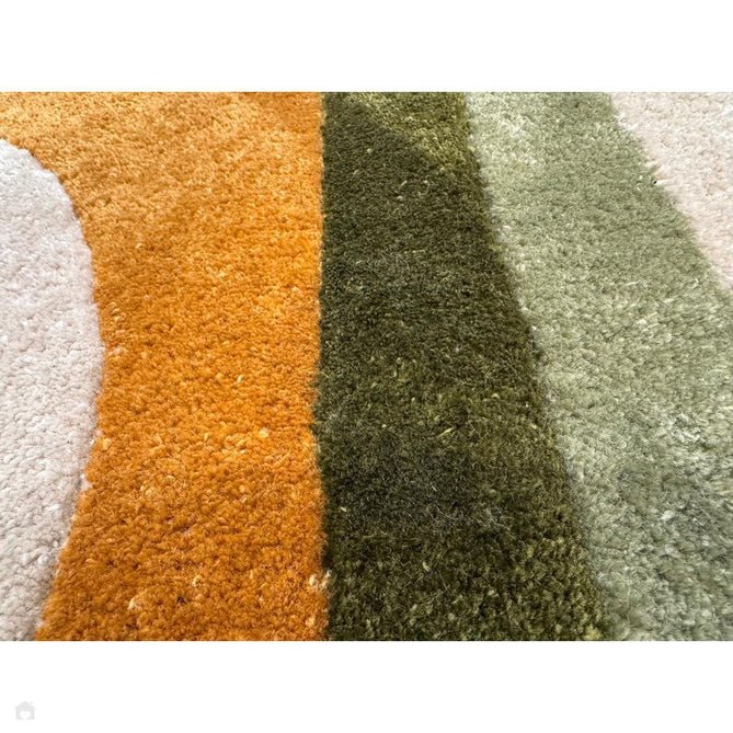 Romy 02 Retro Modern Symmetrical Arches Hand-Woven Soft Wool-Feel Eco Fibre Rainbow Green/Multicolour Rug-Asiatic Carpets-Rug Love - The Most Loved Rug Store