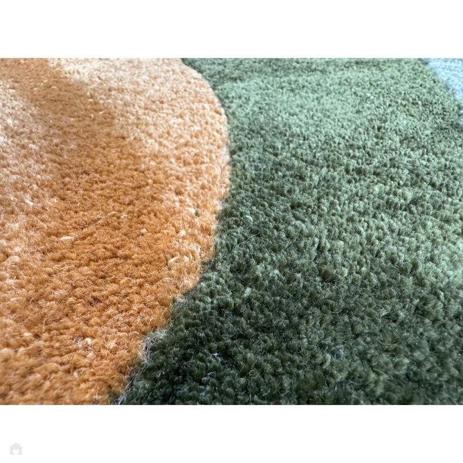 Romy 02 Retro Modern Symmetrical Arches Hand-Woven Soft Wool-Feel Eco Fibre Rainbow Green/Multicolour Rug-Asiatic Carpets-Rug Love - The Most Loved Rug Store