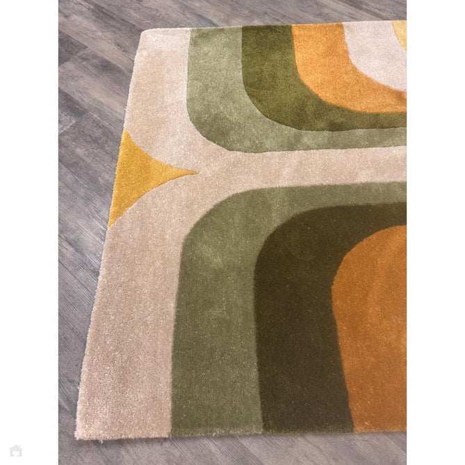 Romy 02 Retro Modern Symmetrical Arches Hand-Woven Soft Wool-Feel Eco Fibre Rainbow Green/Multicolour Rug-Asiatic Carpets-Rug Love - The Most Loved Rug Store